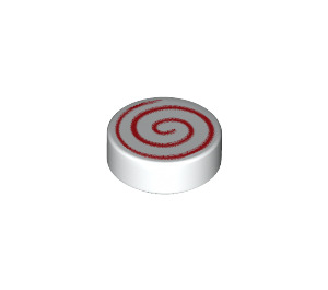 LEGO blanc Tuile 1 x 1 Rond avec rouge Swirl (14184 / 100797)