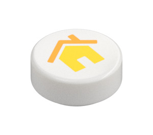 LEGO White Tile 1 x 1 Round with Yellow House (35380)