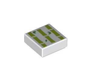 LEGO White Tile 1 x 1 with Bamboo Pattern with Groove (3070 / 73085)
