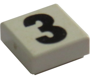 LEGO blanc Tuile 1 x 1 avec Noir Bold "3" avec rainure (3070)