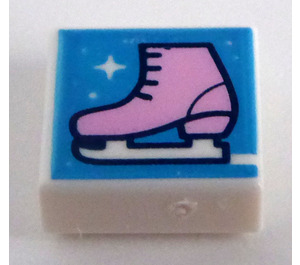 LEGO White Tile 1 x 1 with Bright Pink Ice Skate with Groove (3070)
