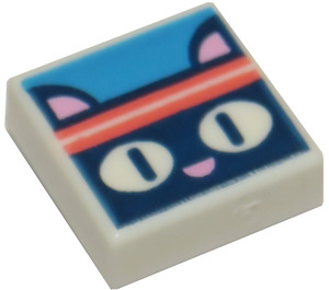 LEGO White Tile 1 x 1 with Cat Face with Groove (3070)