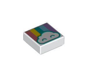 LEGO Bílá Dlaždice 1 x 1 s Cloud a Rainbow s drážkou (3070 / 49610)