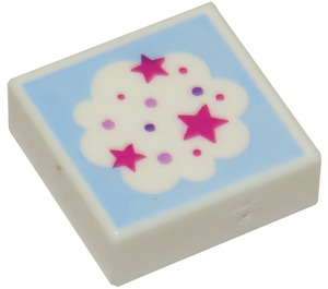 LEGO White Tile 1 x 1 with Cloud and Stars with Groove (3070)