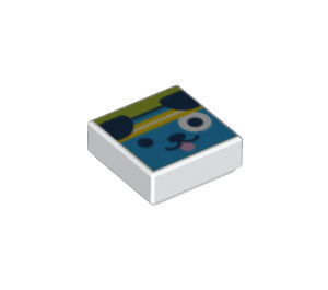 LEGO White Tile 1 x 1 with Dark Azure Dog with Yellow Headband with Groove (3070 / 66404)