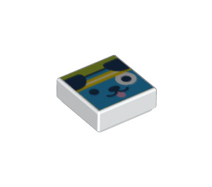 LEGO blanc Tuile 1 x 1 avec Dark Azure Chien avec Jaune Headband avec rainure (3070 / 66404)