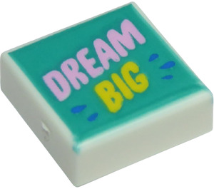 LEGO White Tile 1 x 1 with DREAM BIG with Groove (3070)