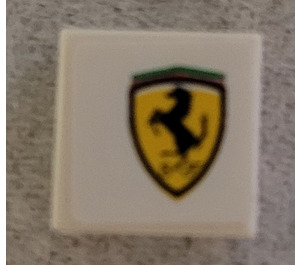 LEGO White Tile 1 x 1 with Ferrari logo Sticker with Groove (3070)