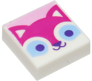 LEGO White Tile 1 x 1 with Fox Face with Groove (3070 / 73002)