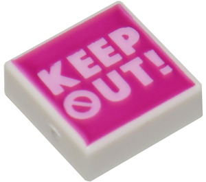 LEGO White Tile 1 x 1 with KEEP OUT! with Groove (3070)