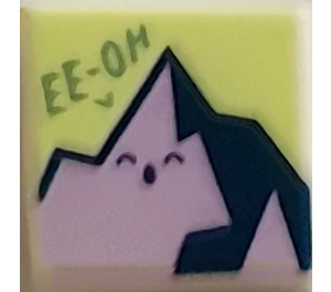 LEGO White Tile 1 x 1 with Mountain with Face and 'EE-OH' with Groove (3070)