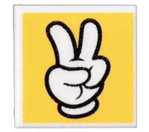 LEGO White Tile 1 x 1 with Peace Sign Glove with Groove (3070)