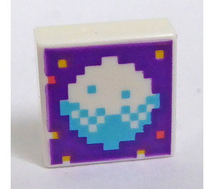 LEGO White Tile 1 x 1 with Pixelated Moon with Groove (3070)
