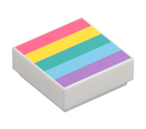 LEGO White Tile 1 x 1 with Rainbow with Groove (3070 / 48272)