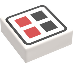 LEGO White Tile 1 x 1 with Red & Black Buttons with Groove (3070)