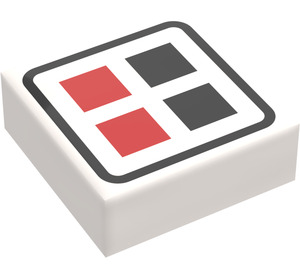 LEGO White Tile 1 x 1 with Red & Black Buttons with Groove (3070 / 45193)