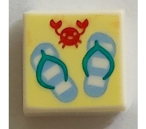 LEGO White Tile 1 x 1 with Sandals and Red Crab with Groove (3070)