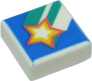 LEGO Weiß Fliese 1 x 1 mit Star mit Nut (3070)
