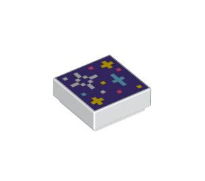 LEGO blanc Tuile 1 x 1 avec Stars avec rainure (3070 / 101653)