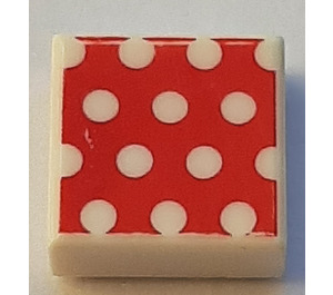LEGO blanc Tuile 1 x 1 avec blanc dots sur une rouge background avec rainure (3070)