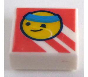 LEGO Wit Tegel 1 x 1 met Geel Tennis Bal met Gezicht met groef (3070)