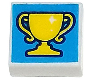 LEGO blanc Tuile 1 x 1 avec Jaune Trophy avec rainure (3070)