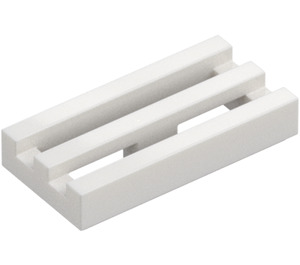 LEGO Vit Bricka 1 x 2 Grill (med Botten skåror) (2412 / 30244)