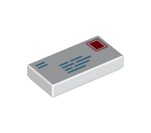 LEGO Weiß Fliese 1 x 2 mit Addressed Envelope mit Stamp und Return Address mit Nut (3069 / 73791)