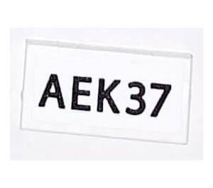 LEGO White Tile 1 x 2 with AEK 37 Sticker with Groove (3069)