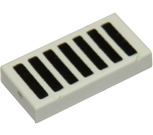 LEGO White Tile 1 x 2 with Black Grille with Groove (3069)