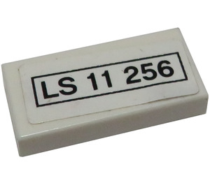 LEGO Weiß Fliese 1 x 2 mit Schwarz 'LS 11 256' License Platte Aufkleber mit Nut (3069)