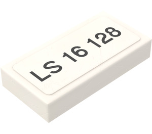 LEGO Weiß Fliese 1 x 2 mit Schwarz LS 16 128 Muster Aufkleber mit Nut (3069)