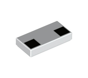 LEGO blanc Tuile 1 x 2 avec Noir Squares avec rainure (3069 / 47146)