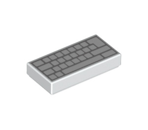 LEGO Wit Tegel 1 x 2 met Blank PC Keyboard met groef (73688 / 100218)