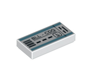 LEGO Weiß Fliese 1 x 2 mit 'BLL - CDG' Boarding Pass mit Nut (3069 / 38859)