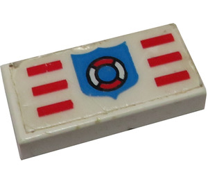 LEGO White Tile 1 x 2 with 'Coast Guard' Logo Sticker with Groove (3069)