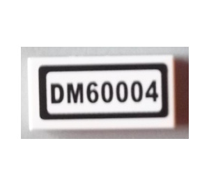 LEGO blanc Tuile 1 x 2 avec 'DM60004' Autocollant avec rainure (3069)