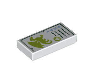 LEGO White Tile 1 x 2 with Dragon with Groove (3069 / 26003)