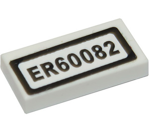 LEGO Wit Tegel 1 x 2 met "ER60082" Sticker met groef (3069)