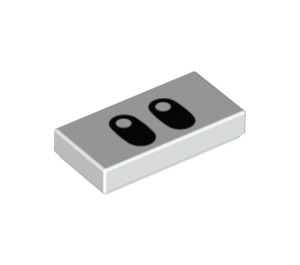 LEGO White Tile 1 x 2 with Foo Eyes with Groove (3069 / 76905)