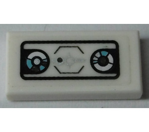LEGO White Tile 1 x 2 with Head-Up Display and 2 Gauges Sticker with Groove (3069)