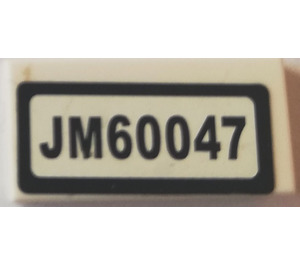 LEGO White Tile 1 x 2 with JM60047 License Plate Sticker with Groove (3069)