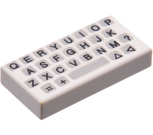 LEGO Biały Płytka 1 x 2 z Keyboard z rowkiem (3069 / 50311)