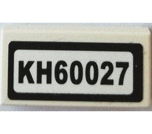 LEGO White Tile 1 x 2 with KH60027 Sticker with Groove (3069)