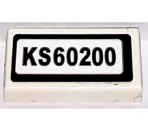 LEGO Weiß Fliese 1 x 2 mit KS60200 License Platte Aufkleber mit Nut (3069)