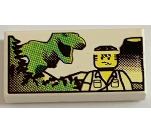 LEGO blanc Tuile 1 x 2 avec Minifig et Dinosaure avec rainure (3069)