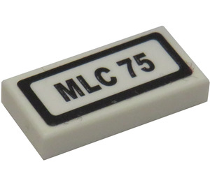 LEGO White Tile 1 x 2 with MLC 75 Sticker with Groove (3069)