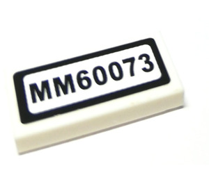 LEGO blanc Tuile 1 x 2 avec MM60073 Autocollant avec rainure (3069)