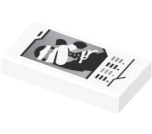 LEGO Wit Tegel 1 x 2 met Ninjago Trading Card Cole Sticker met groef (3069)