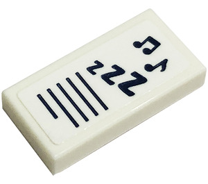 LEGO Wit Tegel 1 x 2 met Notes, Letters Z, Lines Sticker met groef (3069)
